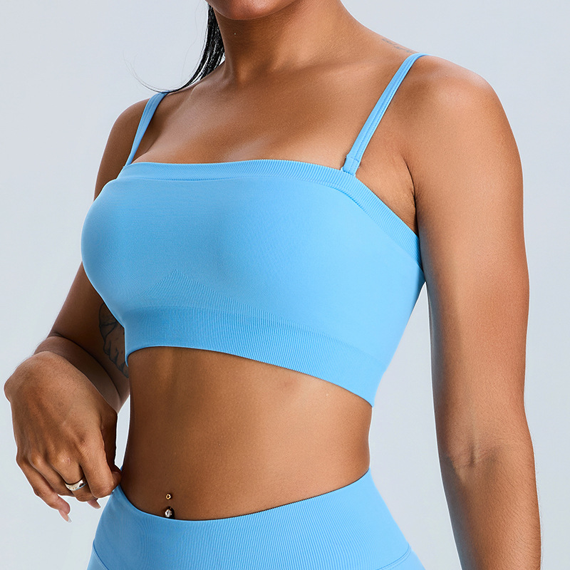 Nuevo traje de yoga sin costuras transfronterizo, top de tubo deportivo, pecho envuelto sexy, chaleco de yoga con espalda, ropa interior de fitness