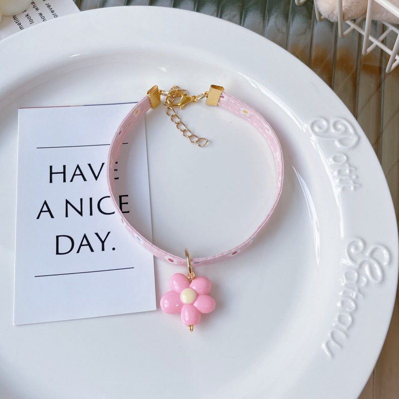 핑크 꽃 목걸이