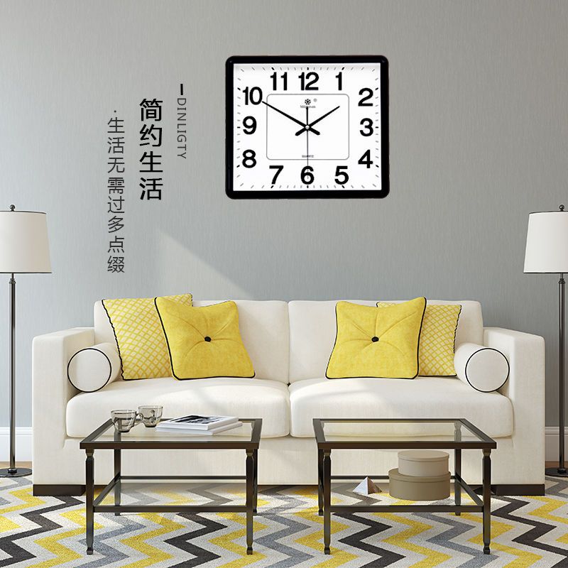 ✅方形电子挂钟客厅静音钟表家用个性创意时尚简约万年日历石英钟