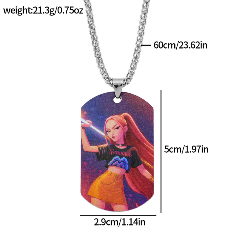 双面 猎魔女团KPOP卡通狗牌吊坠项链不锈钢UV双面彩印项链饰品|undefined