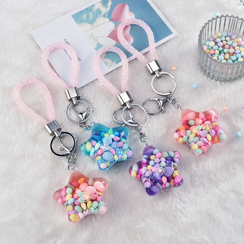 65g Weight Artistic Pentagram Arylic Alloy Patchwork Unisex Bag Pendant Keychain