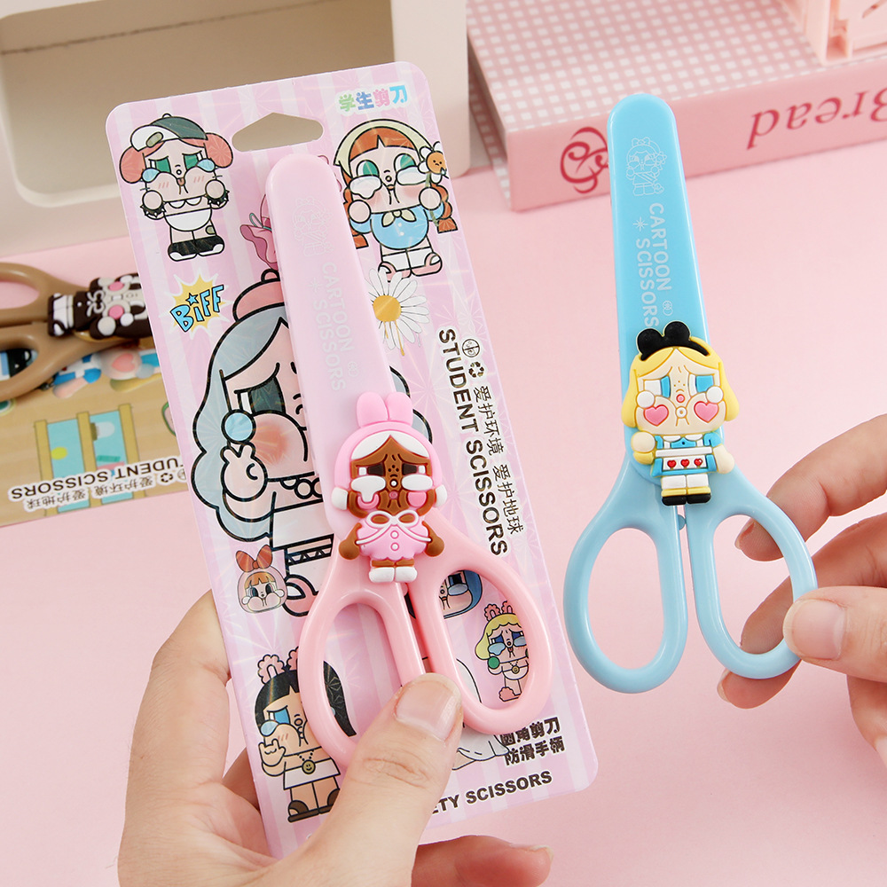 Tijeras de estudiantes de acero inoxidable de dibujos animados llorando bebé herramientas de corte de papel DIY útiles de enseñanza para estudiantes suministros creativos