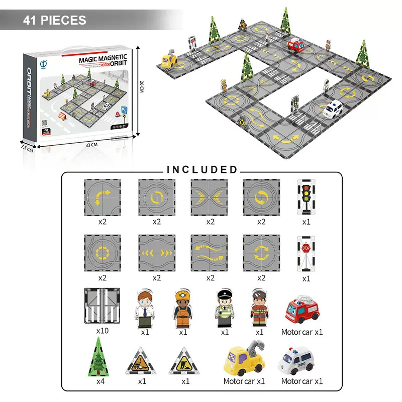 跨境儿童磁力片场景玩具磁性积木警察工程消防宝宝早教益智幼儿园