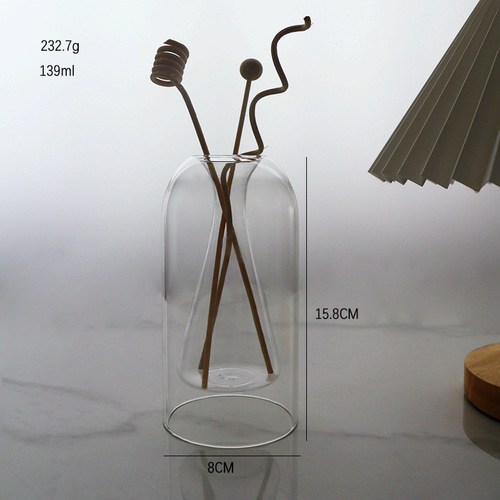 Double-layer glass aroma bottle essential oil diffuser bottle fragrance bottle perfume fragrance fireless diffusion home-use rattan dry flower bottle 