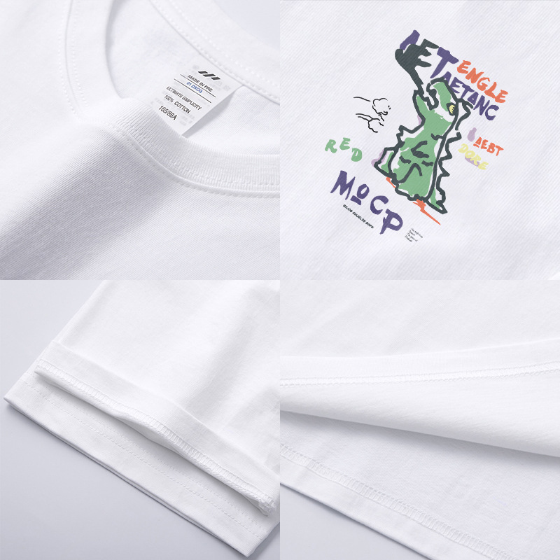 メンズ夏の新作落書き風恐竜プリントTシャツ、レディース個性的デザイン半袖カジュアルインナーTシャツ、メンズ|undefined