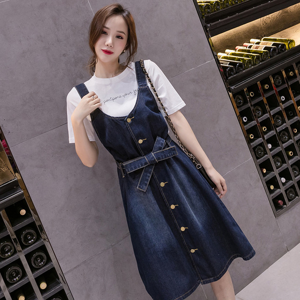 Autumn long denim fitted brace