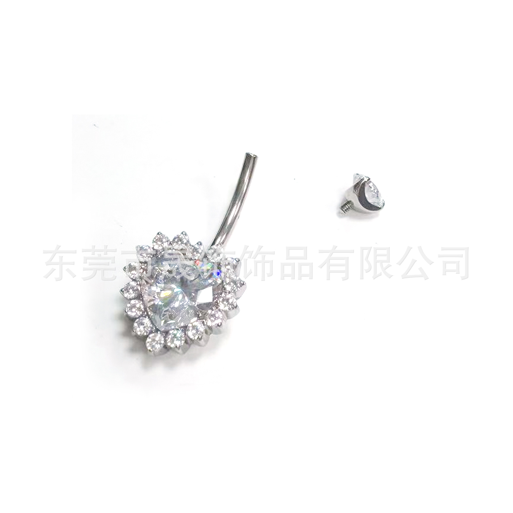 F136 Titanium Alloy Heart 肚 Navel Ring Set With Cubic Zirconia Heart Navel Ring G23 Titanium 人体 Piercing Jewelry 脐饰