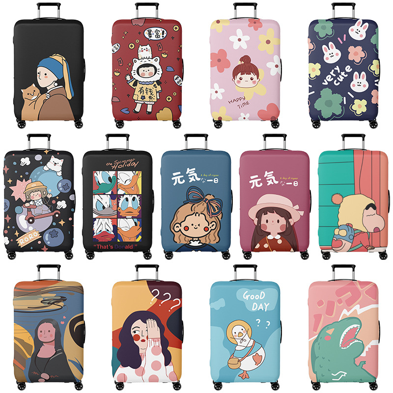 Cross-border double-opening elastic suitcase cover, thickened luggage protective cover, travel case dustproof trolley case cover, anime suitcase cover