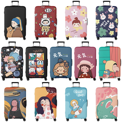 Cross-border double opening elastic suitcase cover, thick luggage bag protective cover, travel suitcase dustproof handle bag cover