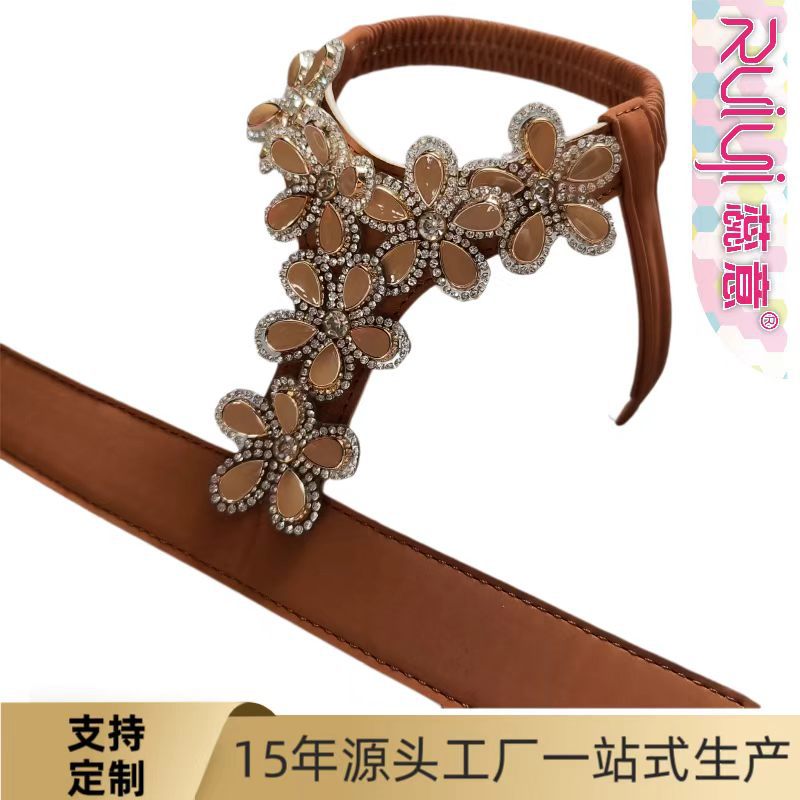 Fábrica transfronteriza dedicada a la parte superior de flores de diamante semiacabados DIY accesorios de decoración de sandalias europeas y americanas zapatos de mujer
