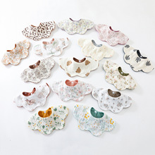 新款6层加厚高品质婴儿纯棉绉布口水巾 印花360云朵波浪围嘴围兜