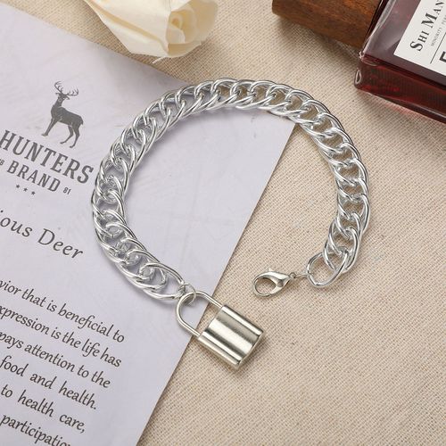 53535 European and American cross-border new products thick chain hip-hop style ankle chain creative ins cold style lock pendant alloy ankle chain 