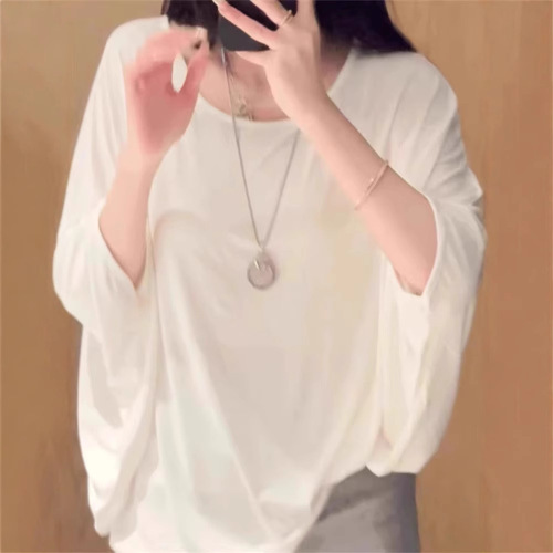 Korean-style thin batwing sleeve sun cover-up top for women, summer high-end new design T-shirt, pure desire and relaxed sense of style clothing top, trendy