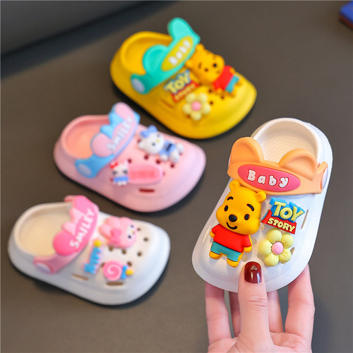 Children's Cartoon Croc Shoes Summer Indoor and Outdoor Little Boy Soft Sole Non-Slip Children's Home Baby Bath Sandals