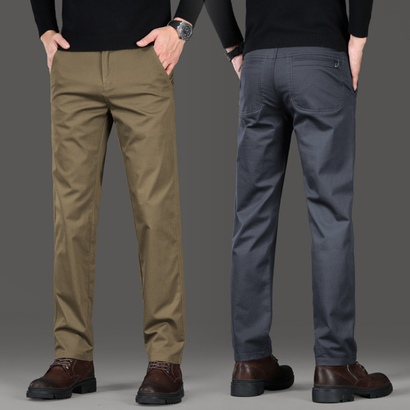 New autumn and winter pure cotton straight-leg casual pants for men, high-end business commuter versatile trendy comfortable men's trousers New autumn and winter pure cotton straight-leg casual pants for men, high-end business commuter versatile trendy comfortable men's trousers