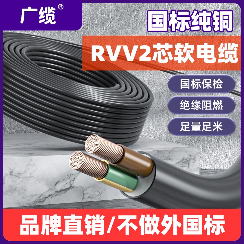 广缆铜芯2*2.5 2*4 2*6平方电力电缆纯铜国标RVV电缆线厂家批发