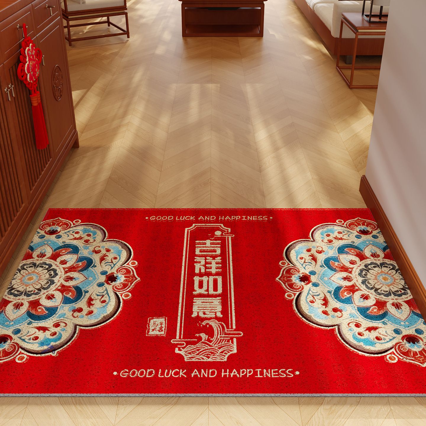 Año Nuevo chino alfombra roja Fulu en la casa nueva mueve en la casa artículos de decoración alfombra doméstica puerta de entrada image 8