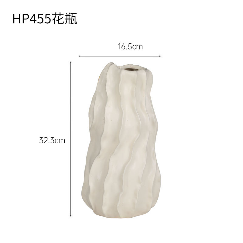 Jarrón de cerámica de estilo antiguo creativo francés wabi-ji color crema arreglo floral decoración de arte de sala de estar decoración