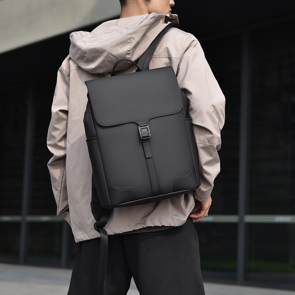 Cross-Border Computer Bag, Business Men's Casual Solid Color Textured Backpack, Outdoor Travel, Business Trip, Commuting Computer Backpack