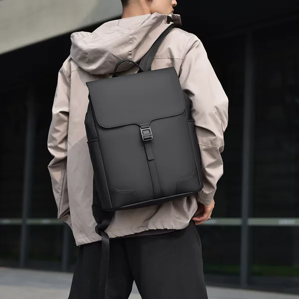 Cross-Border Computer Bag, Business Men's Casual Solid Color Textured Backpack, Outdoor Travel, Business Trip, Commuting Computer Backpack