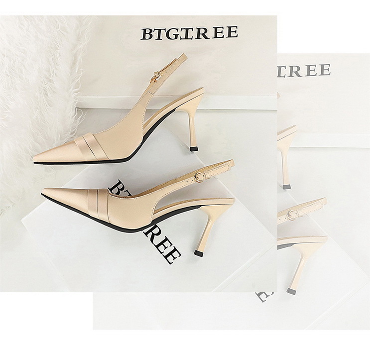 Escarpins élégants à bout pointu en satin avec dos ouvert et bride à la cheville - Escarpins pour femmes pour fêtes et soirées_voghion.com