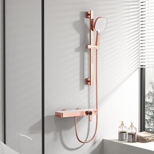 Rose Gold Large Plant Platform Shower Set Hot and Cold Water Simple Adjustable Bathtub Faucet Gun Gray Milk White Small Shower