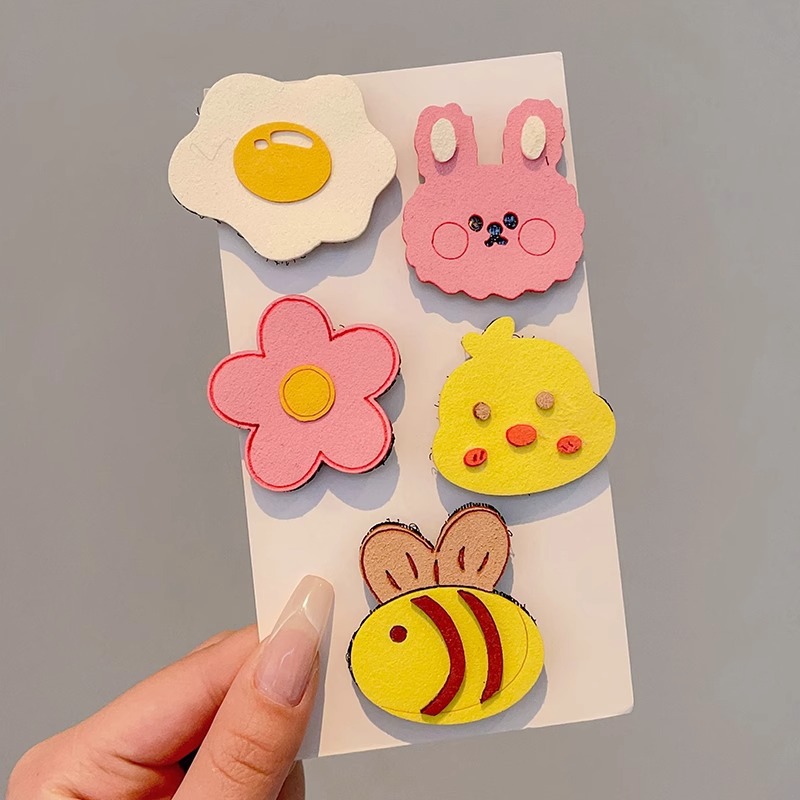 Niños lindos flores de dibujos animados clip para el cabello bebé pequeño clip no lastimar el cabello de la tela de la niña clip de borde de la mejilla