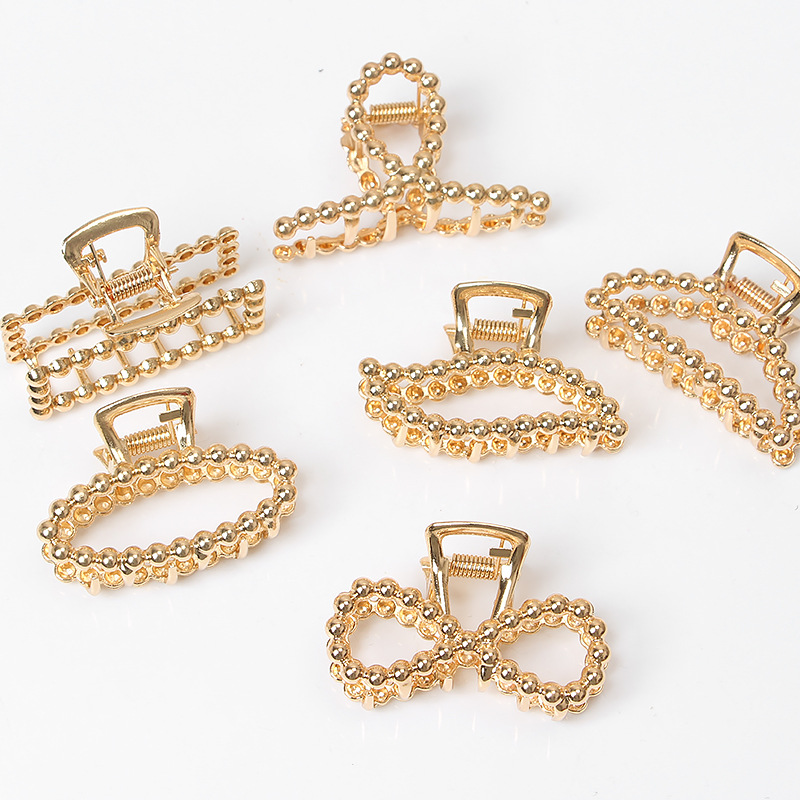 Simple alloy grab clip hairpin geometric pearl diamond DIY hairpin head clip hair accessories wholesale