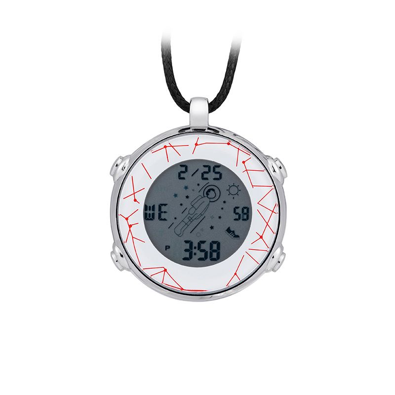 Simple reloj electrónico en stock al por mayor fluorescente noche pantalla colgante reloj patrón de dibujos animados accesorios de ropa reloj de bolsillo electrónico