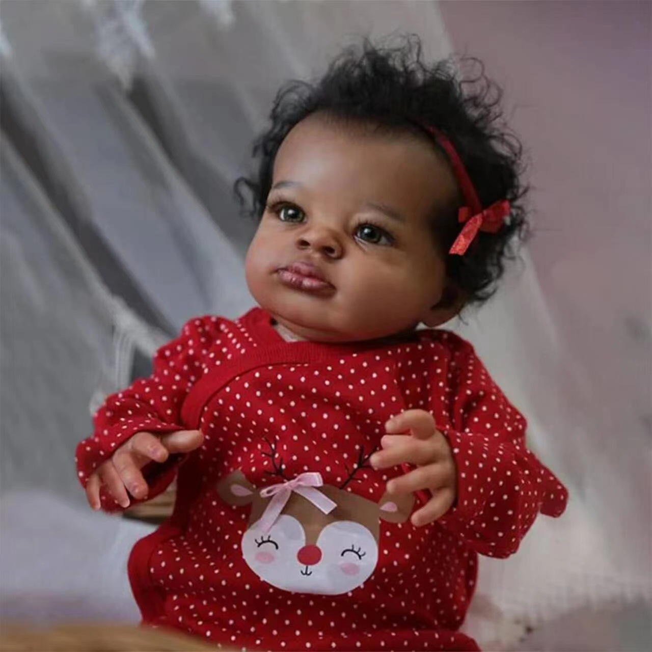 50cm muñeca de simulación muñeca de piel negra Lanny transfronteriza suministro de Venta caliente entrega de una sola pieza