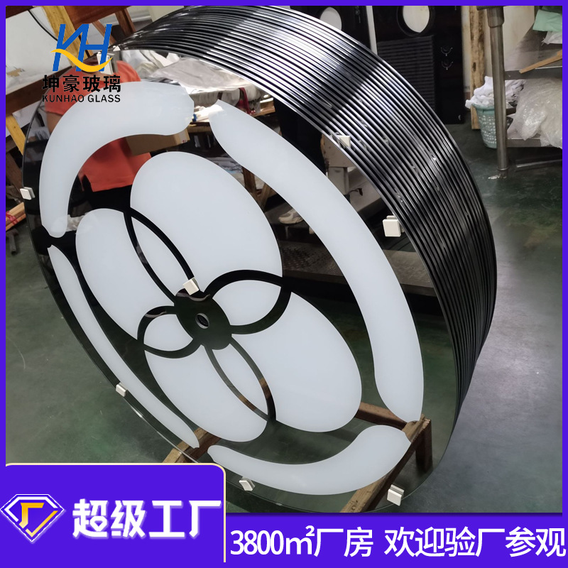 8mm圆形台面玻璃电镀工艺镜面花纹工艺玻璃生产各种家具台面玻璃