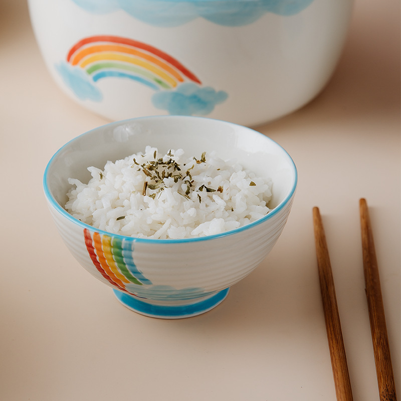 [New] creative underglaze salad bowl Nordic tableware microwave oven rainbow rice bowl household ceramic bowl tableware
