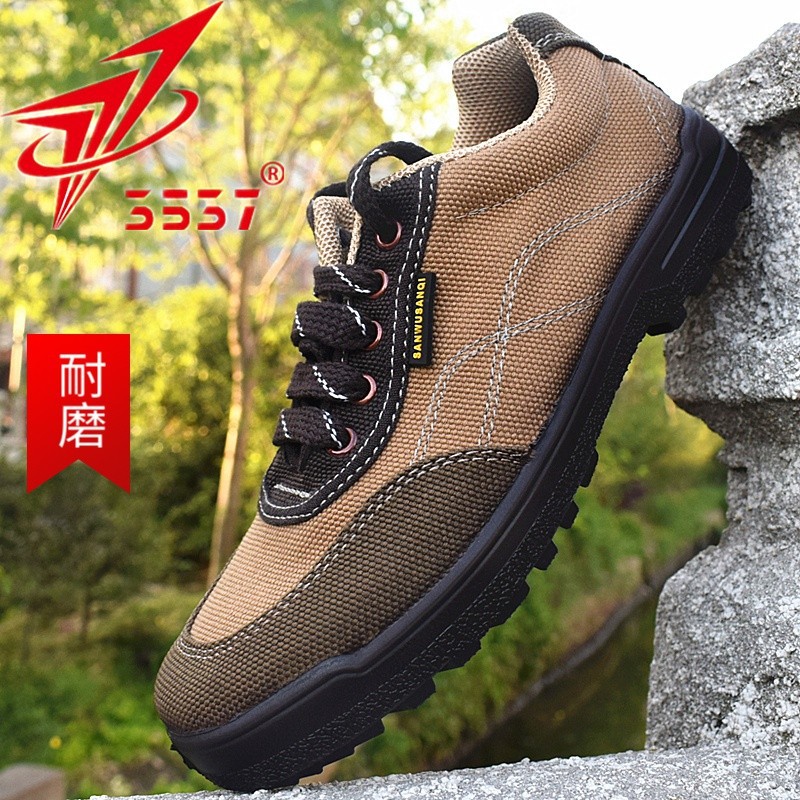 3537 Liberation Shoes Men's Rubber Shoes Low-Top Hiking Canvas Shoes Labor Non-Slip Wear-Resistant Construction Site Work Shoes Durable