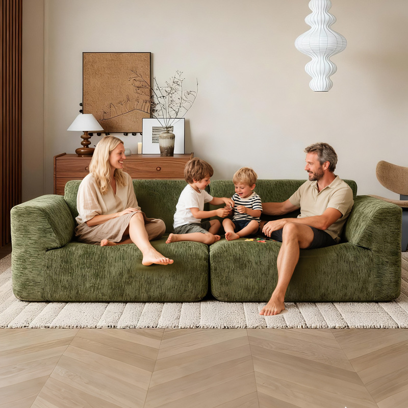 Fabricación de compresión transfronteriza vacío sofá crema de viento sala de estar línea directa doble tofu sofá esponja pura