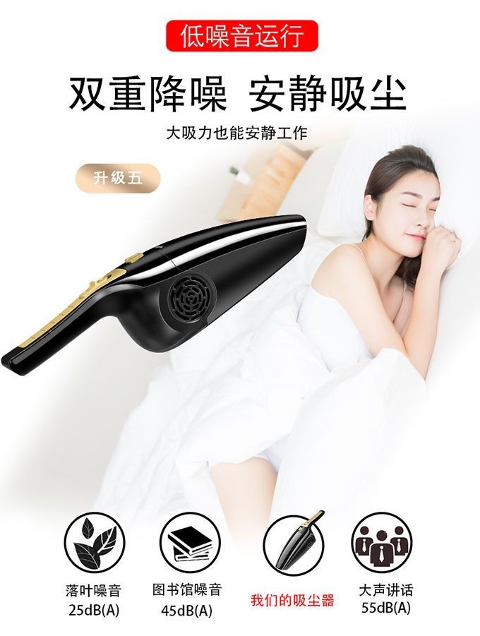 Car-mounted high-suction vacuum cleaner for small cars, 12V household use, high-power, dual-use for dry and wet cleaning