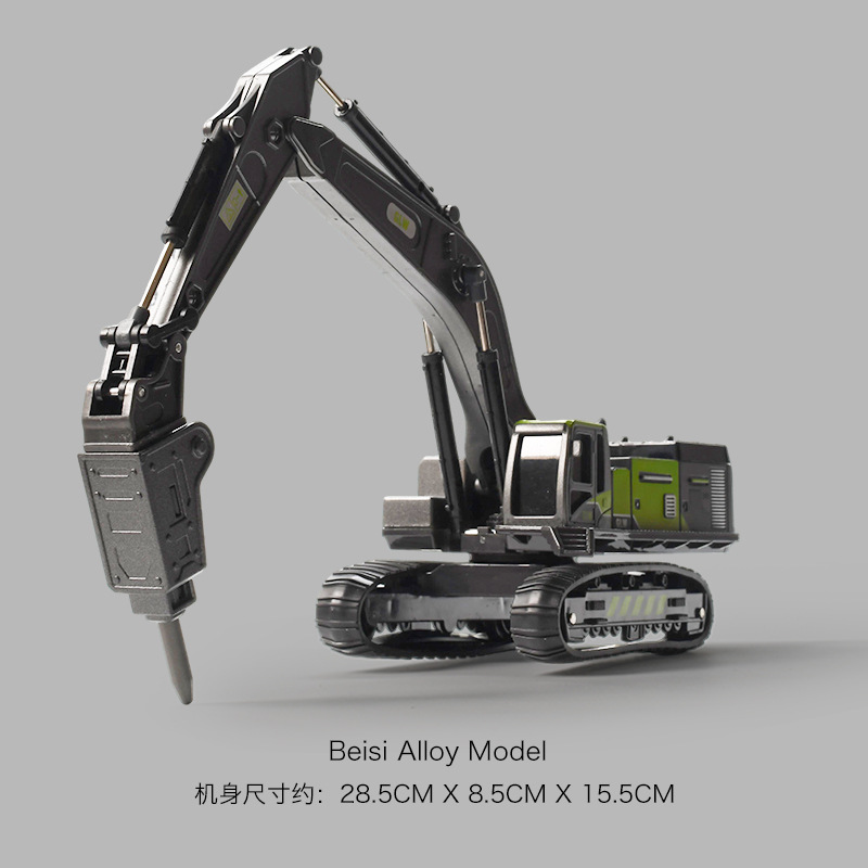 妮乐跨境合金钻地机工程车男孩挖掘机搅拌车油罐车卡车推土机玩具