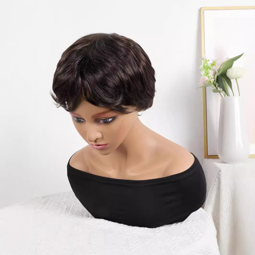 Cabeza de bob de fibra química al por mayor peluca de pelo de estudiante mecanismo de peluca cubierta de cabeza