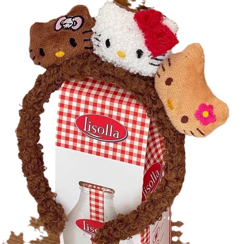 Piero negro KT máscara facial para mujeres hawaianas para lavar la cara especial maquillaje banda de pelo lindos clips de pelusa de gato de dibujos animados