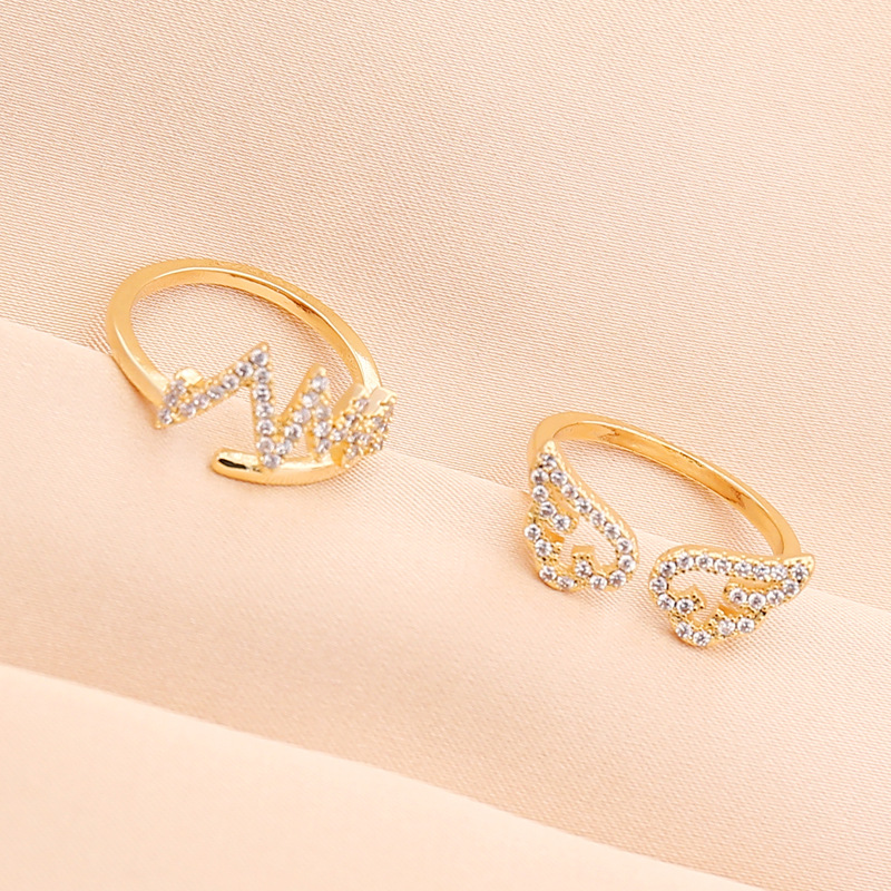 fashion full diamond lightning angel butterfly ring