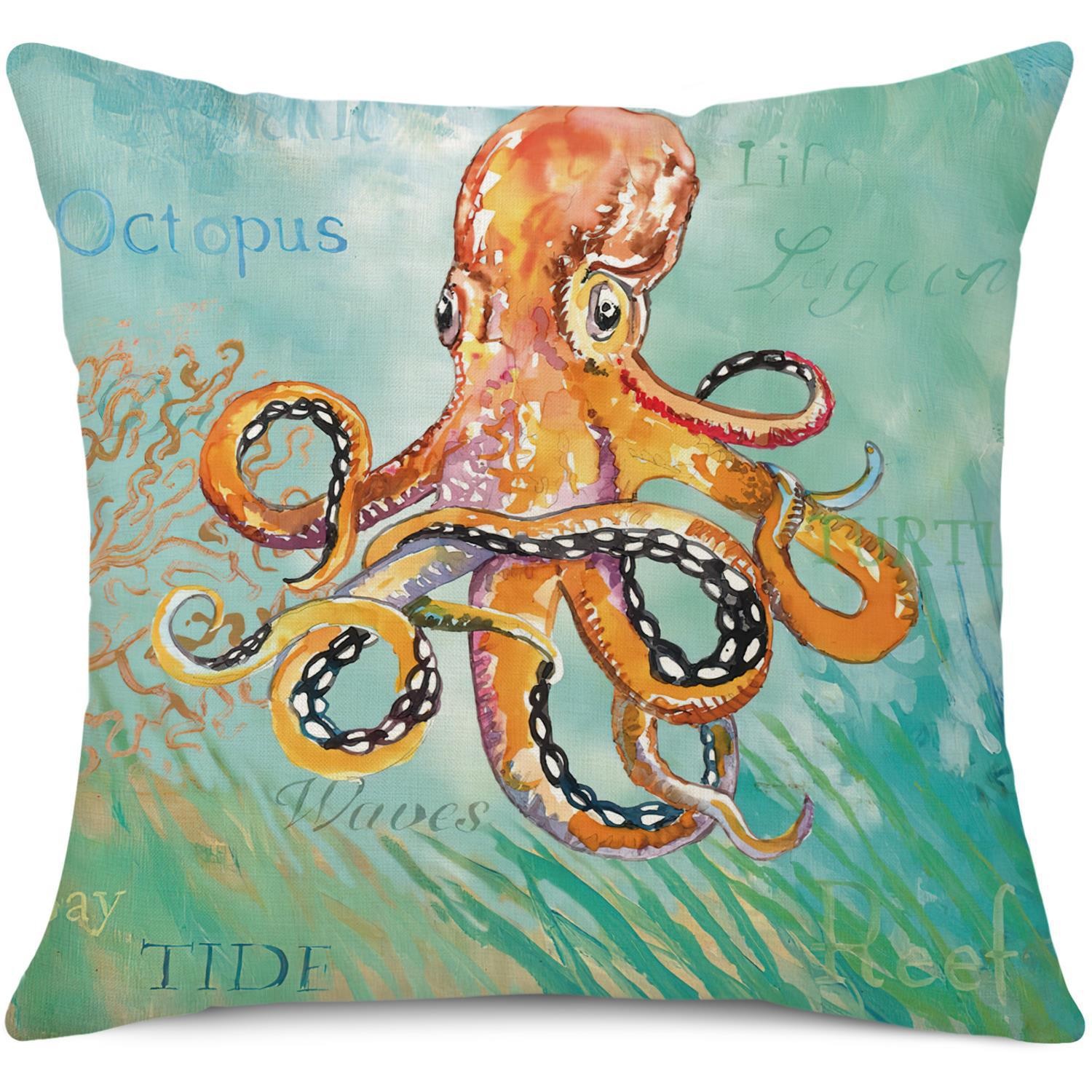 Cross-border exclusive for creative marine animal printing pillow cover living room bedroom sofa decorative pillow cover_voghion.com