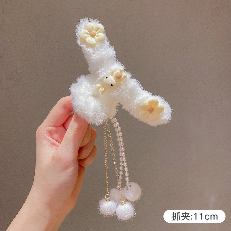 Estilo francés gran felpa clip de pelo de acrílico clip de tiburón Otoño e Invierno horquilla de alto grado versátil agarre del pelo updo tocado de pelo