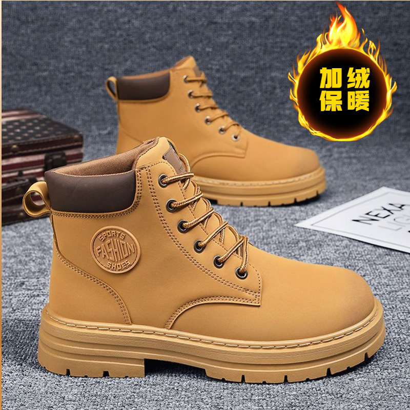 Martin boots hombre 2025 nuevas botas de herramientas de estilo británico de caña alta de suela gruesa botas de ruibarbo antideslizantes y resistentes al desgaste zapatos de hombre