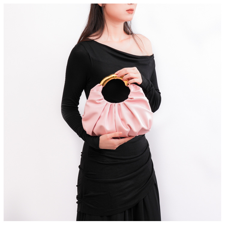 Cloud Fold Handbag – Asymmetric Crinkle PU Clutch With Magnetic Closure & Phone Slot (5 Colors, Minimalist Evening Bag, Structured Yet Soft)_voghion.com