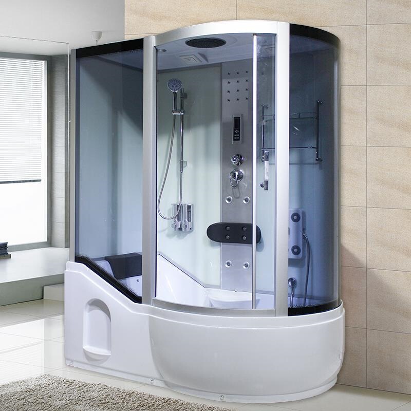 Integrated shower room with whirlpool steam bath, all-in-one bathroom, sauna room, bathtub with tempered glass Integrated shower room with whirlpool steam bath, all-in-one bathroom, sauna room, bathtub with tempered glass