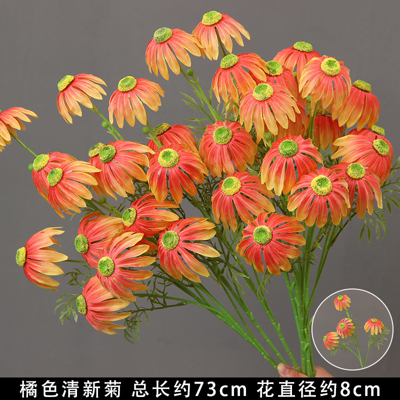 Flores de imitación naranja peonía naranja hortenida neblina orquídea flor flor de boda seda naranja