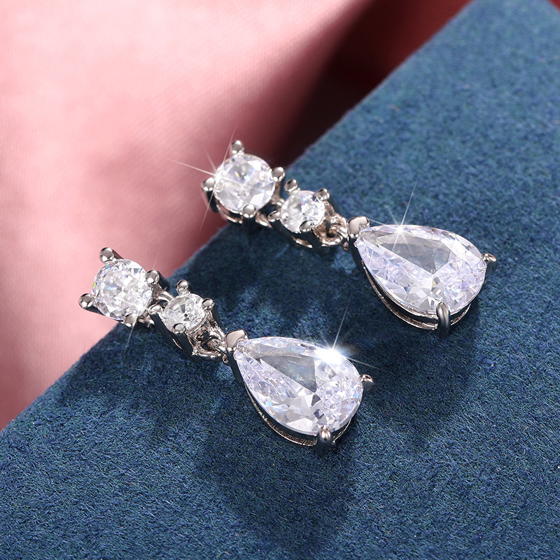 1 Pair Quantity Party Occasion Copper Material 1 Pair Lady Geometric Copper Inlay Zircon Drop Earrings