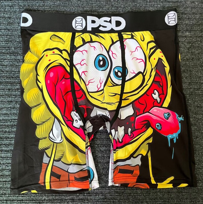 Psd Underwear Men's Cartoon Ice Silk Men's Running Fitness Sports Hip-Hop Trendy Men's Elastic Ins American Boxer Briefs