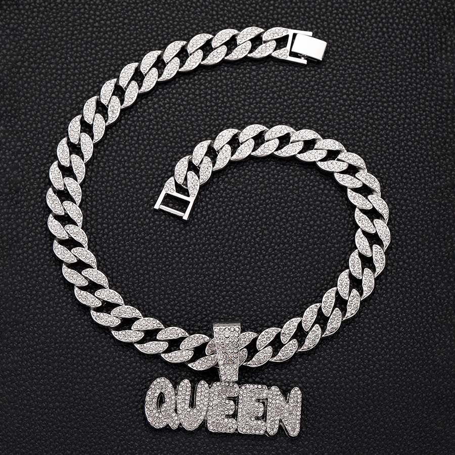 Colgante de plata con cadena cubana de 18inch