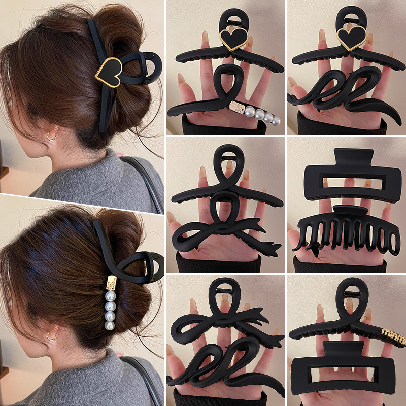 Coreano negro abrazadera de cabello gran abrazadera de cabello de niños abrazadera de tiburón