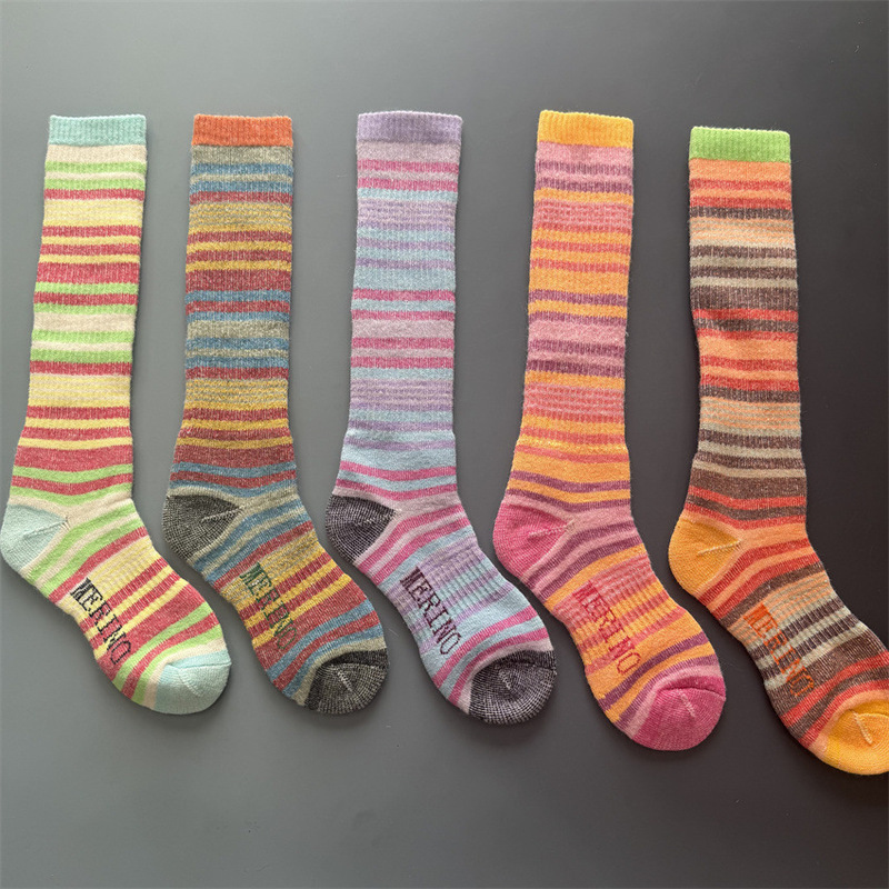 100% Merino Wool Ski Socks, Full Body Thickeneded and Warm, Women's Mountaineering Long Towel Terry Outdoor Sports